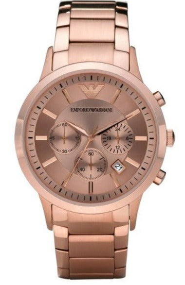 Buy Shop Emporio Armani Classic Rose Gold Chronograph Steel Strap Watch For Men - AR2452 USA Online
