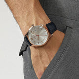 Buy Shop Emporio Armani Classic Silver Dial Blue Leather Strap Watch For Men - AR11131 USA Online