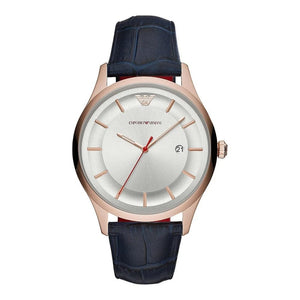 Buy Shop Emporio Armani Classic Silver Dial Blue Leather Strap Watch For Men - AR11131 USA Online