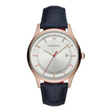 Buy Shop Emporio Armani Classic Silver Dial Blue Leather Strap Watch For Men - AR11131 USA Online