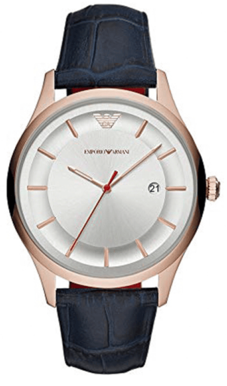 Buy Shop Emporio Armani Classic Silver Dial Blue Leather Strap Watch For Men - AR11131 USA Online