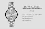 Buy Shop Emporio Armani Classic Silver Dial Silver Steel Strap Watch For Men - AR1819 USA Online