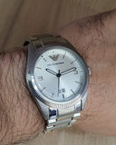 Buy Shop Emporio Armani Classic Silver Dial Silver Steel Strap Watch for Men - AR5894 USA Online