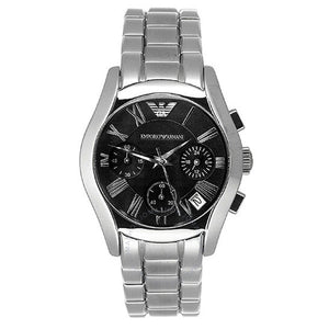 Buy Shop Emporio Armani Velente Chronograph Black Dial Silver Steel Strap Watch For Women - AR0674 USA Online