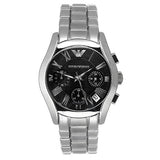 Buy Shop Emporio Armani Velente Chronograph Black Dial Silver Steel Strap Watch For Women - AR0674 USA Online