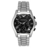Buy Shop Emporio Armani Velente Chronograph Black Dial Silver Steel Strap Watch For Women - AR0674 USA Online