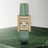 Buy Shop Emporio Armani Classic White Dial Green Leather Strap Watch for Women - AR11661 USA Online
