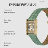 Buy Shop Emporio Armani Classic White Dial Green Leather Strap Watch for Women - AR11661 USA Online