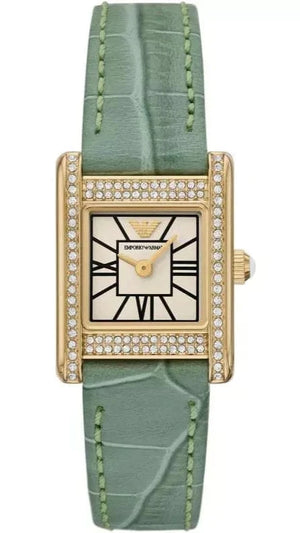 Buy Shop Emporio Armani Classic White Dial Green Leather Strap Watch for Women - AR11661 USA Online