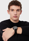 Buy Shop Emporio Armani Claudio Chronograph Black Dial Black Leather Strap Watch For Men - AR11483 USA Online