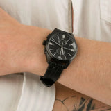 Buy Shop Emporio Armani Claudio Chronograph Black Dial Black Leather Strap Watch For Men - AR11483 USA Online