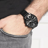 Buy Shop Emporio Armani Claudio Chronograph Black Dial Black Leather Strap Watch For Men - AR11483 USA Online