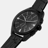 Buy Shop Emporio Armani Claudio Chronograph Black Dial Black Leather Strap Watch For Men - AR11483 USA Online