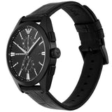 Buy Shop Emporio Armani Claudio Chronograph Black Dial Black Leather Strap Watch For Men - AR11483 USA Online