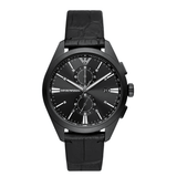 Buy Shop Emporio Armani Claudio Chronograph Black Dial Black Leather Strap Watch For Men - AR11483 USA Online