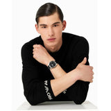Buy Shop Emporio Armani Claudio Chronograph Black Dial Black Leather Strap Watch For Men - AR11542 USA Online