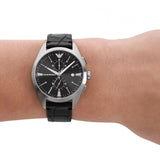 Buy Shop Emporio Armani Claudio Chronograph Black Dial Black Leather Strap Watch For Men - AR11542 USA Online