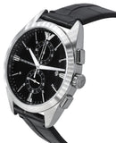 Buy Shop Emporio Armani Claudio Chronograph Black Dial Black Leather Strap Watch For Men - AR11542 USA Online