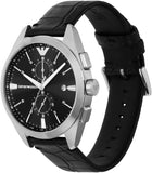 Buy Shop Emporio Armani Claudio Chronograph Black Dial Black Leather Strap Watch For Men - AR11542 USA Online