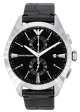 Buy Shop Emporio Armani Claudio Chronograph Black Dial Black Leather Strap Watch For Men - AR11542 USA Online