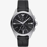 Buy Shop Emporio Armani Claudio Chronograph Black Dial Black Leather Strap Watch For Men - AR11542 USA Online