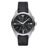 Buy Shop Emporio Armani Claudio Chronograph Black Dial Black Leather Strap Watch For Men - AR11542 USA Online