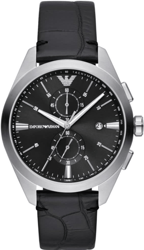 Buy Shop Emporio Armani Claudio Chronograph Black Dial Black Leather Strap Watch For Men - AR11542 USA Online