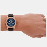 Buy Shop Emporio Armani Claudio Chronograph Blue Dial Brown Leather Strap Watch For Men - AR11554 USA Online