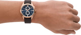 Buy Shop Emporio Armani Claudio Chronograph Blue Dial Brown Leather Strap Watch For Men - AR11554 USA Online