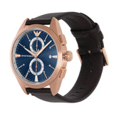 Buy Shop Emporio Armani Claudio Chronograph Blue Dial Brown Leather Strap Watch For Men - AR11554 USA Online
