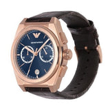 Buy Shop Emporio Armani Claudio Chronograph Blue Dial Brown Leather Strap Watch For Men - AR11554 USA Online