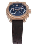 Buy Shop Emporio Armani Claudio Chronograph Blue Dial Brown Leather Strap Watch For Men - AR11554 USA Online