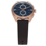 Buy Shop Emporio Armani Claudio Chronograph Blue Dial Brown Leather Strap Watch For Men - AR11554 USA Online