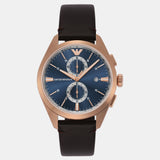 Buy Shop Emporio Armani Claudio Chronograph Blue Dial Brown Leather Strap Watch For Men - AR11554 USA Online