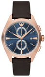 Buy Shop Emporio Armani Claudio Chronograph Blue Dial Brown Leather Strap Watch For Men - AR11554 USA Online