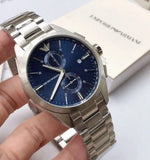 Buy Shop Emporio Armani Claudio Chronograph Blue Dial Silver Steel Strap Watch For Men - AR11541 USA Online