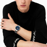 Buy Shop Emporio Armani Claudio Chronograph Blue Dial Silver Steel Strap Watch For Men - AR11541 USA Online