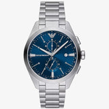 Buy Shop Emporio Armani Claudio Chronograph Blue Dial Silver Steel Strap Watch For Men - AR11541 USA Online
