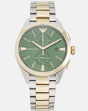 Buy Shop Emporio Armani Claudio Chronograph Green Dial Two Tone Steel Strap Watch For Women - AR11511 USA Online