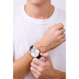 Buy Shop Emporio Armani Claudio Chronograph Silver Dial Black Leather Strap Watch For Men - AR11498 USA Online