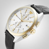 Buy Shop Emporio Armani Claudio Chronograph Silver Dial Black Leather Strap Watch For Men - AR11498 USA Online