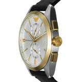 Buy Shop Emporio Armani Claudio Chronograph Silver Dial Black Leather Strap Watch For Men - AR11498 USA Online