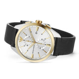 Buy Shop Emporio Armani Claudio Chronograph Silver Dial Black Leather Strap Watch For Men - AR11498 USA Online