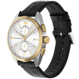 Buy Shop Emporio Armani Claudio Chronograph Silver Dial Black Leather Strap Watch For Men - AR11498 USA Online
