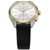 Buy Shop Emporio Armani Claudio Chronograph Silver Dial Black Leather Strap Watch For Men - AR11498 USA Online