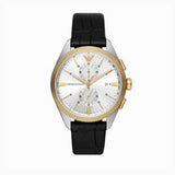 Buy Shop Emporio Armani Claudio Chronograph Silver Dial Black Leather Strap Watch For Men - AR11498 USA Online