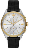 Buy Shop Emporio Armani Claudio Chronograph Silver Dial Black Leather Strap Watch For Men - AR11498 USA Online