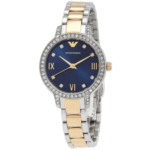 Buy Shop Emporio Armani Cleo Blue Dial Two Tone Steel Strap Watch for Women - AR11576 USA Online