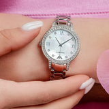 Buy Shop Emporio Armani Cleo Crystals Mother Of Pearl Dial Silver Steel Strap Watch For Women - AR11484 USA Online