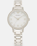 Buy Shop Emporio Armani Cleo Crystals Mother Of Pearl Dial Silver Steel Strap Watch For Women - AR11484 USA Online